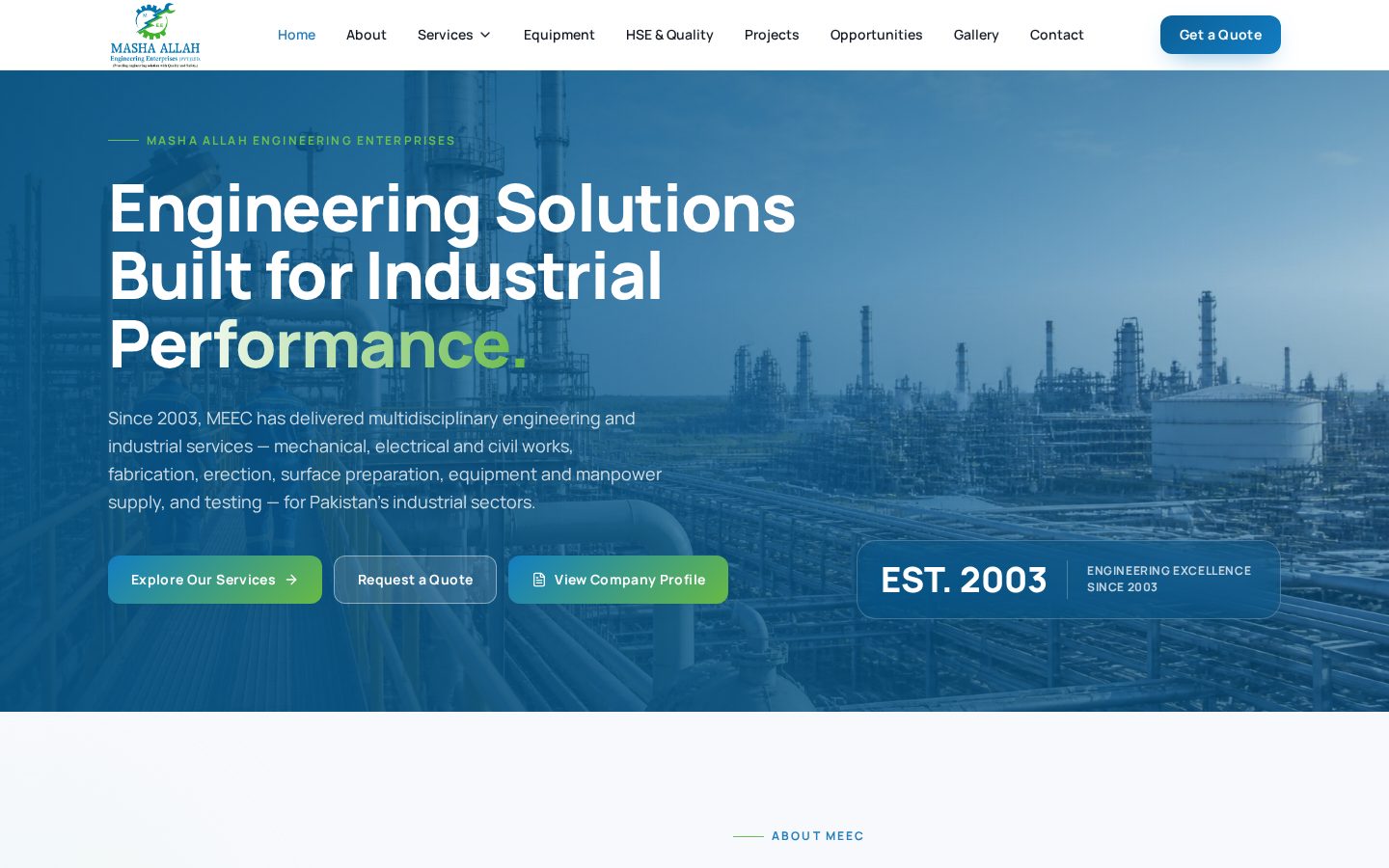 Masha Allah Engineering Enterprises website homepage