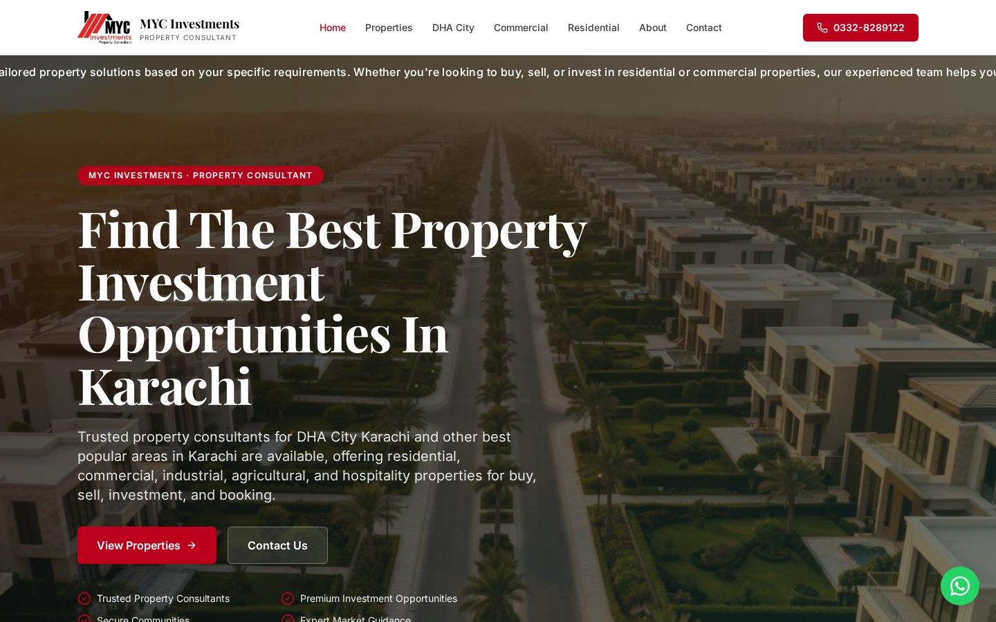 MYC Investments website homepage